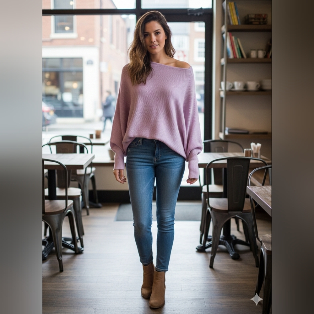 Vici Off-the-Shoulder Lavender Sweater